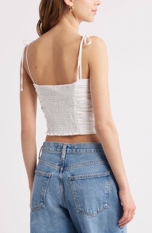 Open Edit Tie Strap Linen Blend Tank In White
