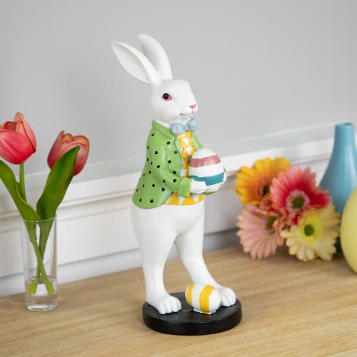 Northlight Rabbit Holding Easter Egg Outdoor Garden Statue In Multi