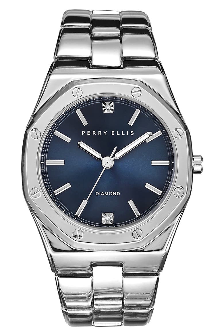 Diamond Accent Bracelet Strap Watch, 40mm, Main, color, SILVER