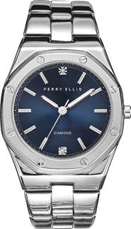 Perry Ellis Diamond Accent Bracelet Strap Watch, 40mm