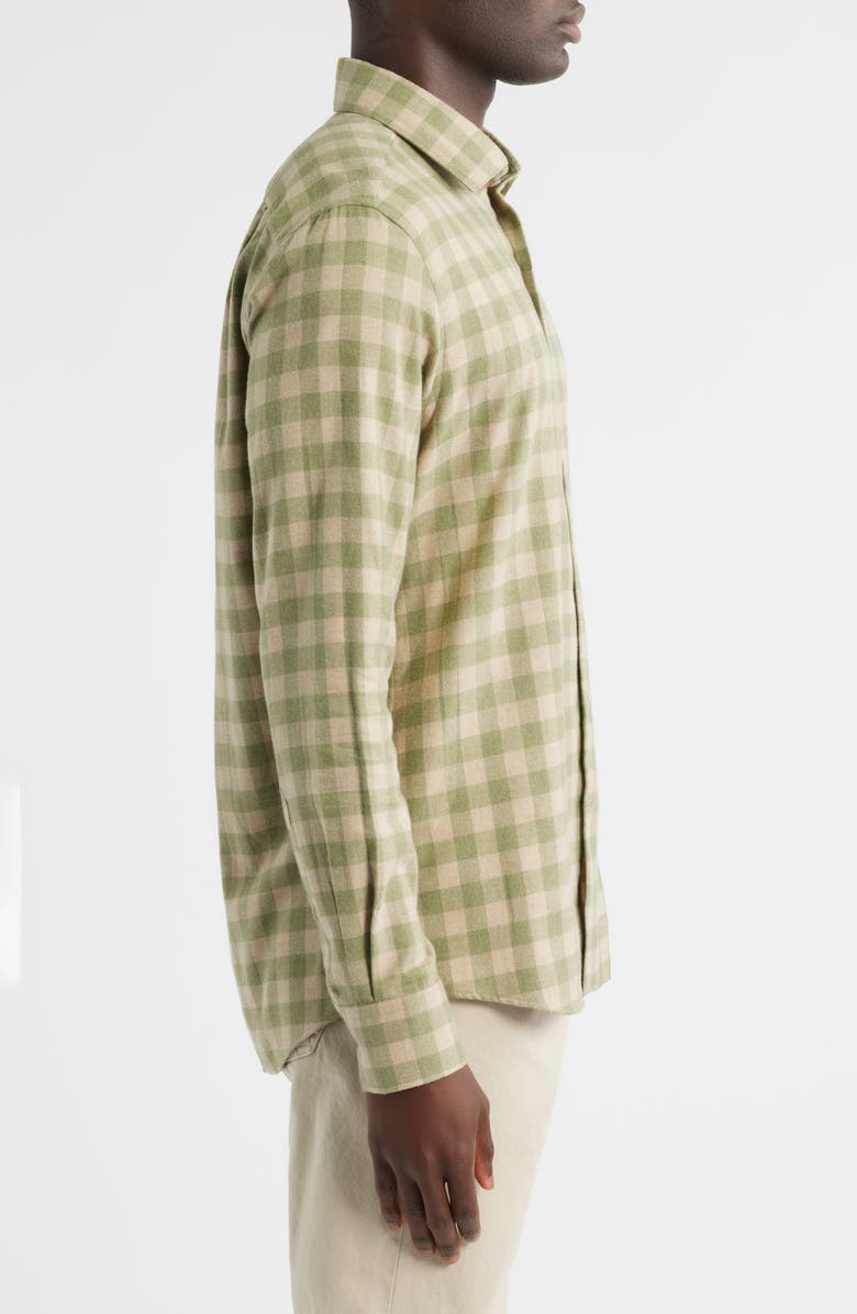 Scott Barber Canclini Regular Fit Check Cotton Mélange Flannel Button-Up Shirt, Alternate, color, Sage