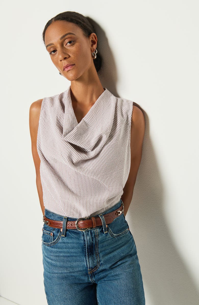 Nation LTD Cille Cowl Neck Tank, Alternate, color, Praline Stripe