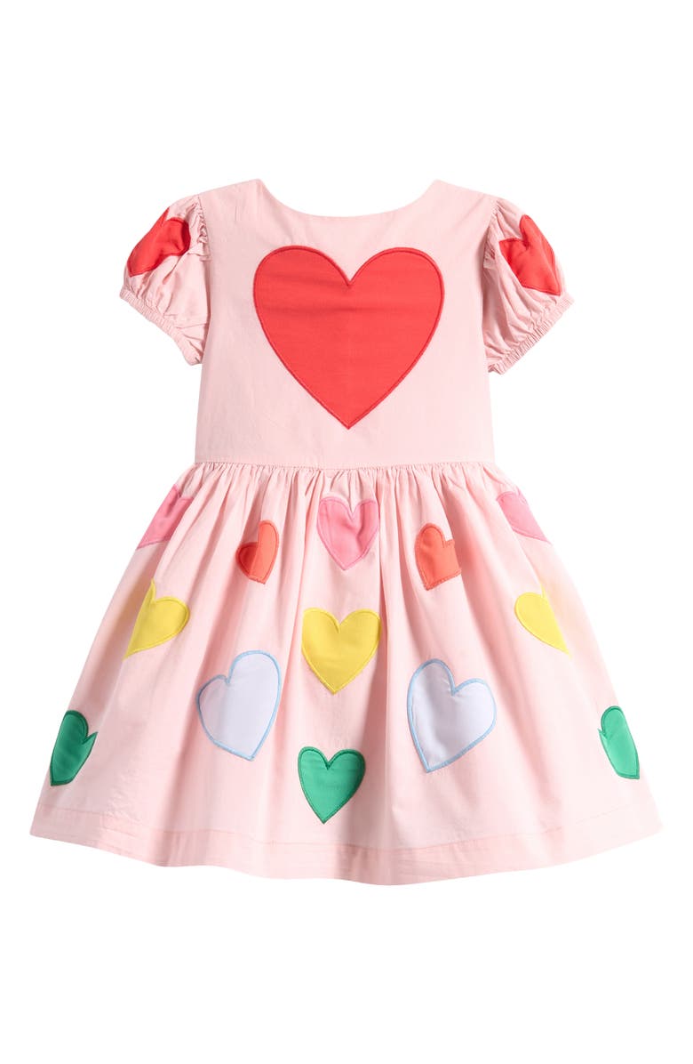 Mini Boden Kids' Heart Puff Sleeve Cotton Dress, Main, color, 