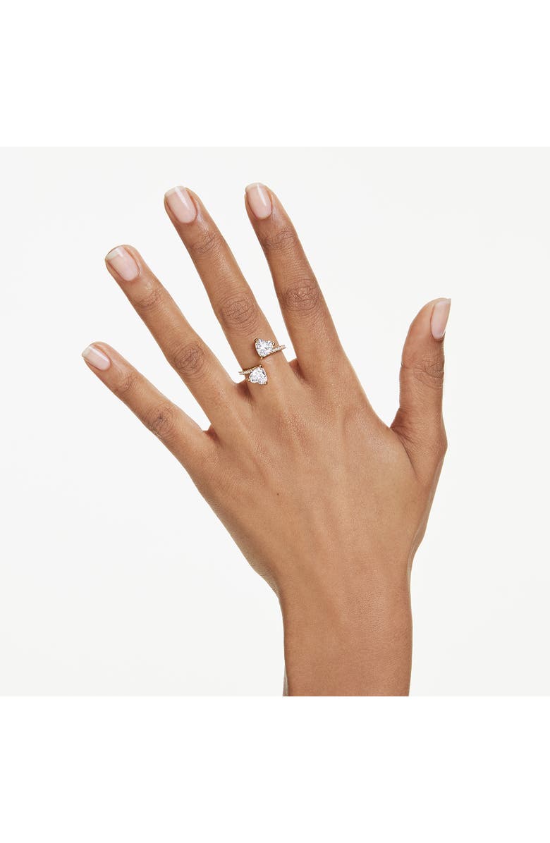 Swarovski Mesmera Hearts Bypass Ring, Alternate, color, White/ Gold