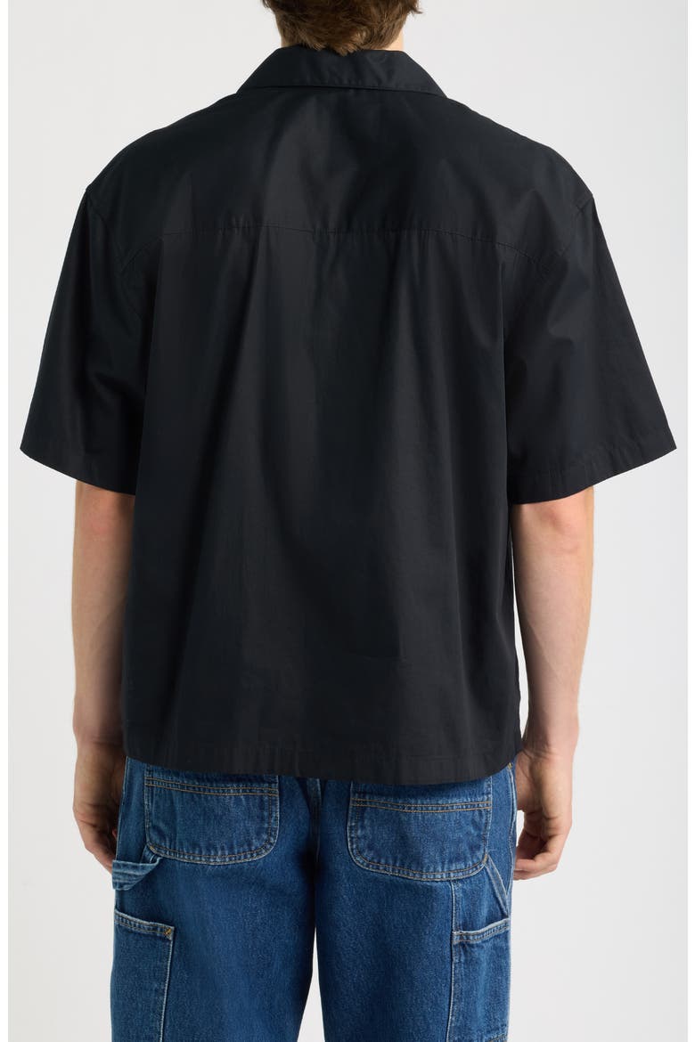 Kendry Cotton Poplin Camp Shirt, Alternate, color, BLACK / WHITE