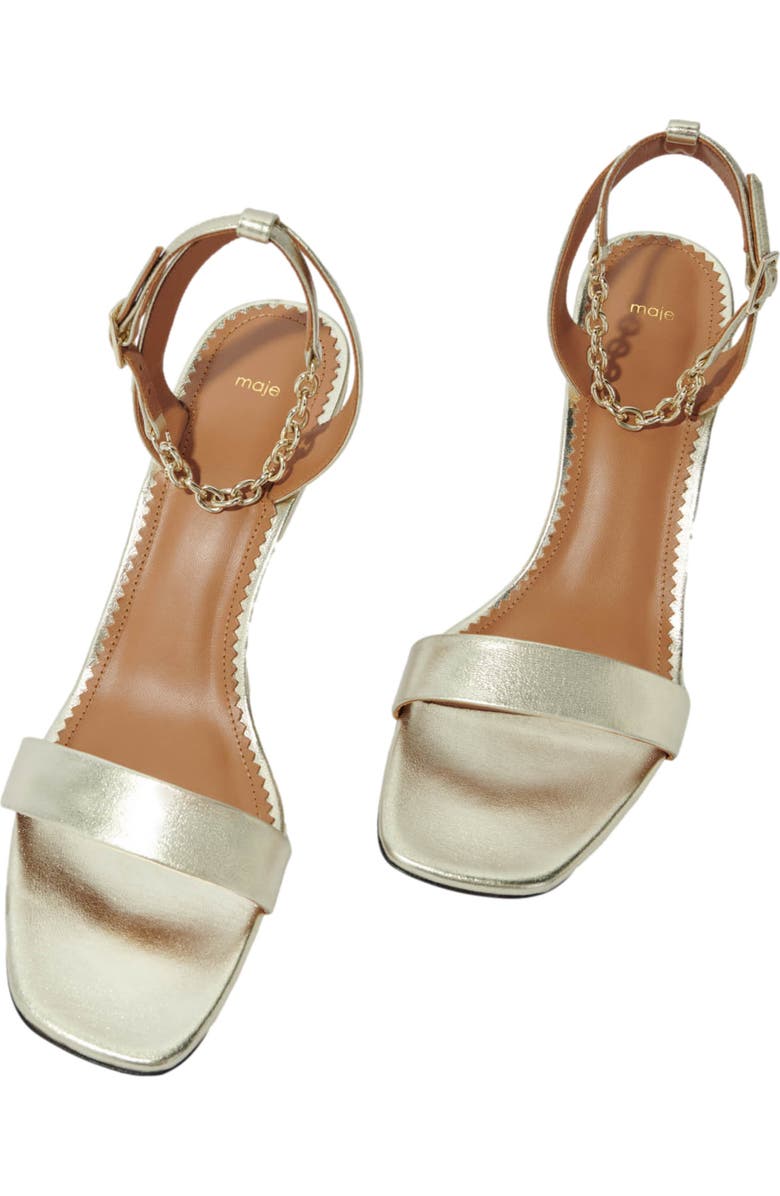 maje Gold metallic leather sandals, Alternate, color,