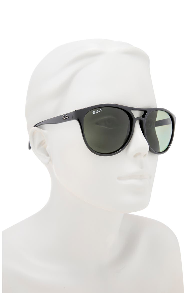 58mm Polarized Aviator Sunglasses, Alternate, color, BLACK