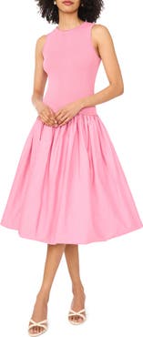 1.STATE Mixed Media Tank Midi Dress