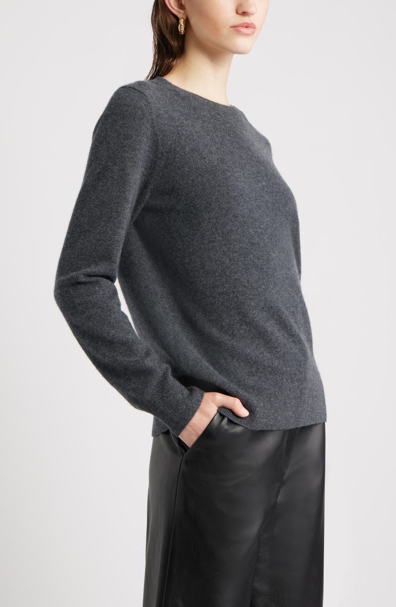 Nordstrom Cashmere Crewneck Sweater, Alternate, color, Grey Dark Charcoal Heather