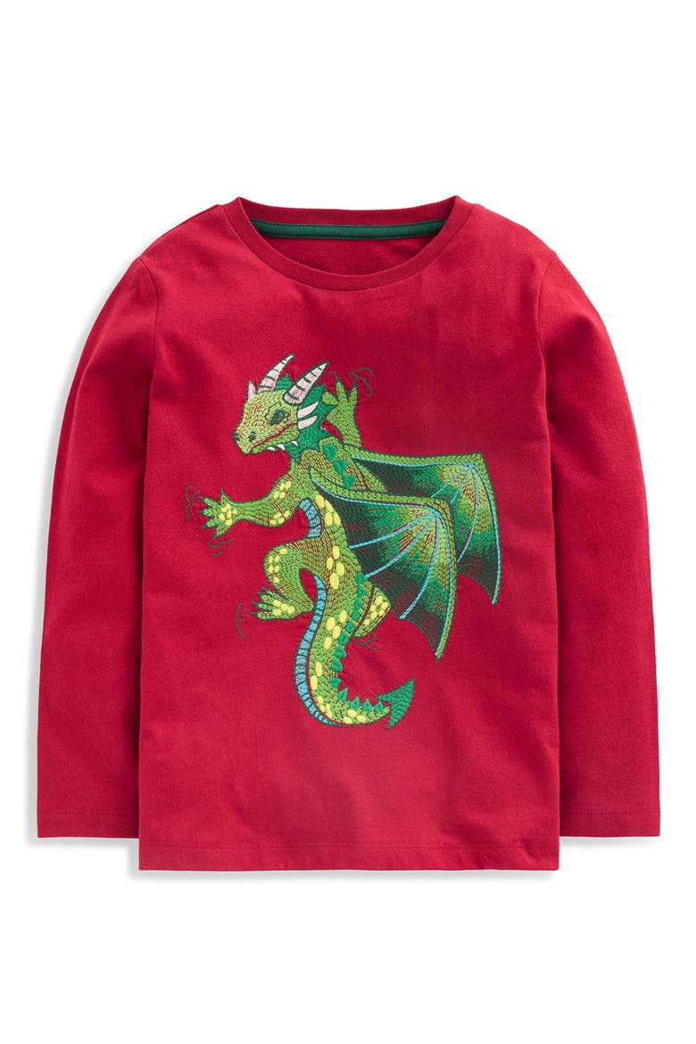 Kids' Dragon Long Sleeve T-Shirt, Main, color, RUBY RED DRAGON