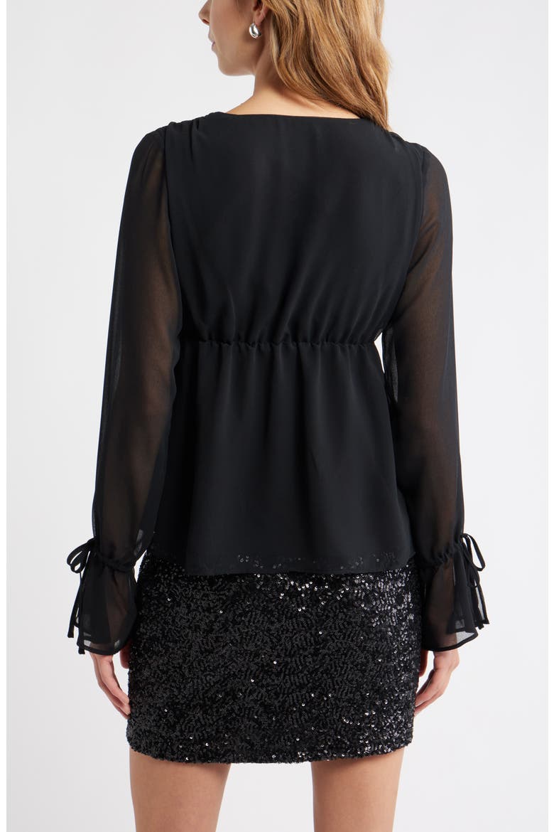 Babydoll Chiffon Top, Alternate, color, BLACK