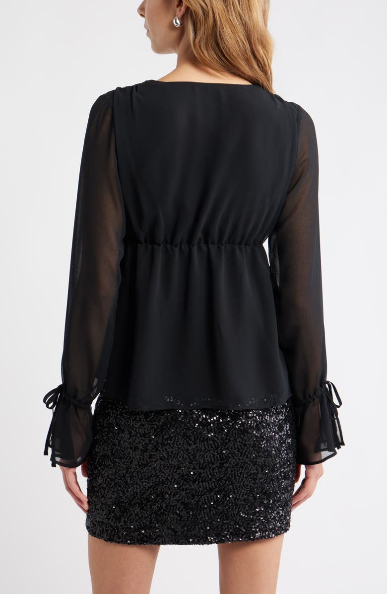 Open Edit Babydoll Chiffon Top, Alternate, color, Black