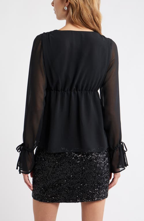 Open Edit Babydoll Chiffon Top In Black