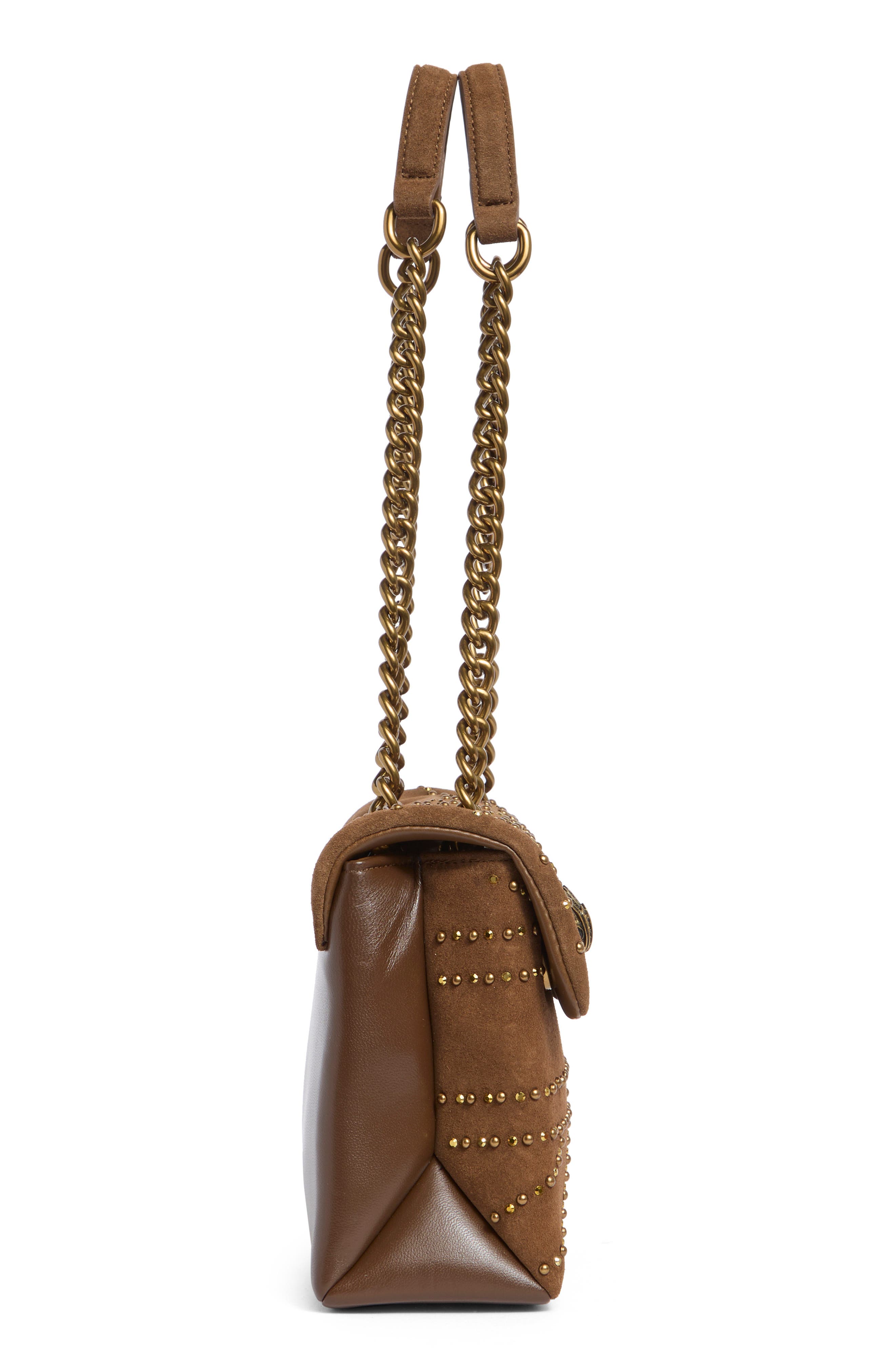 Union Jack Studs Leather Shoulder Bag, Alternate, color, BROWN