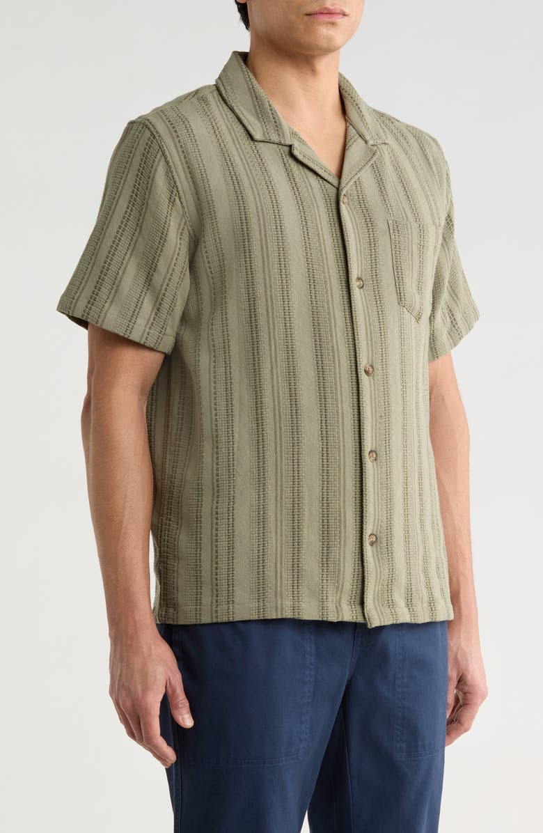 Marine Layer Stripe Cotton Dobby Camp Shirt, Alternate, color, Olive