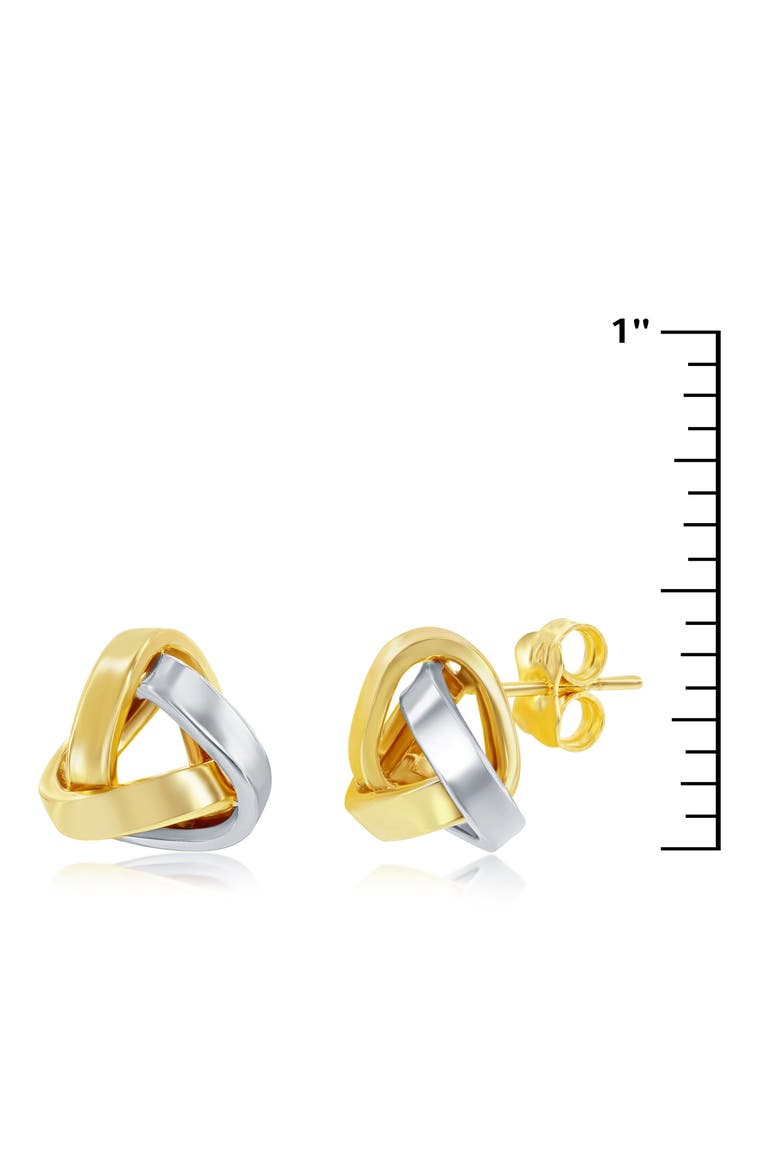 14K Two-Tone Gold Love Knot Stud Earrings, Alternate, color, GOLD/ WHITE