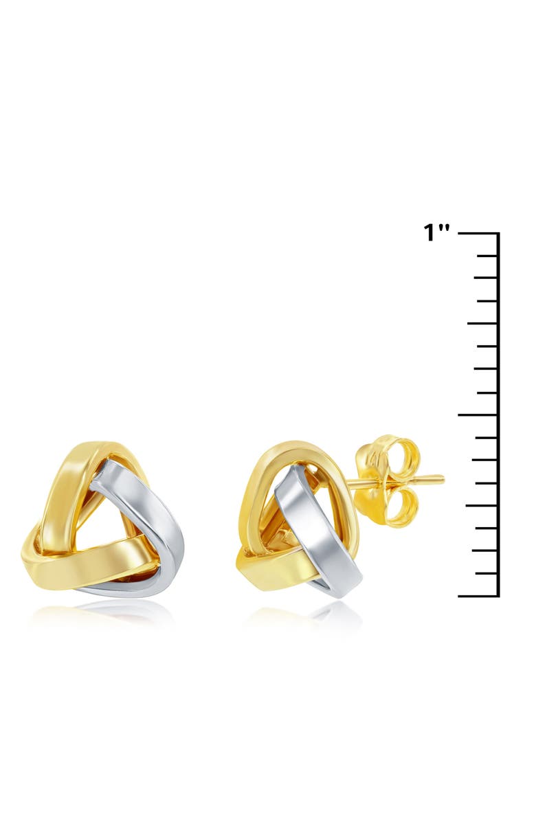 SIMONA 14K Two-Tone Gold Love Knot Stud Earrings, Alternate, color, Gold/ White