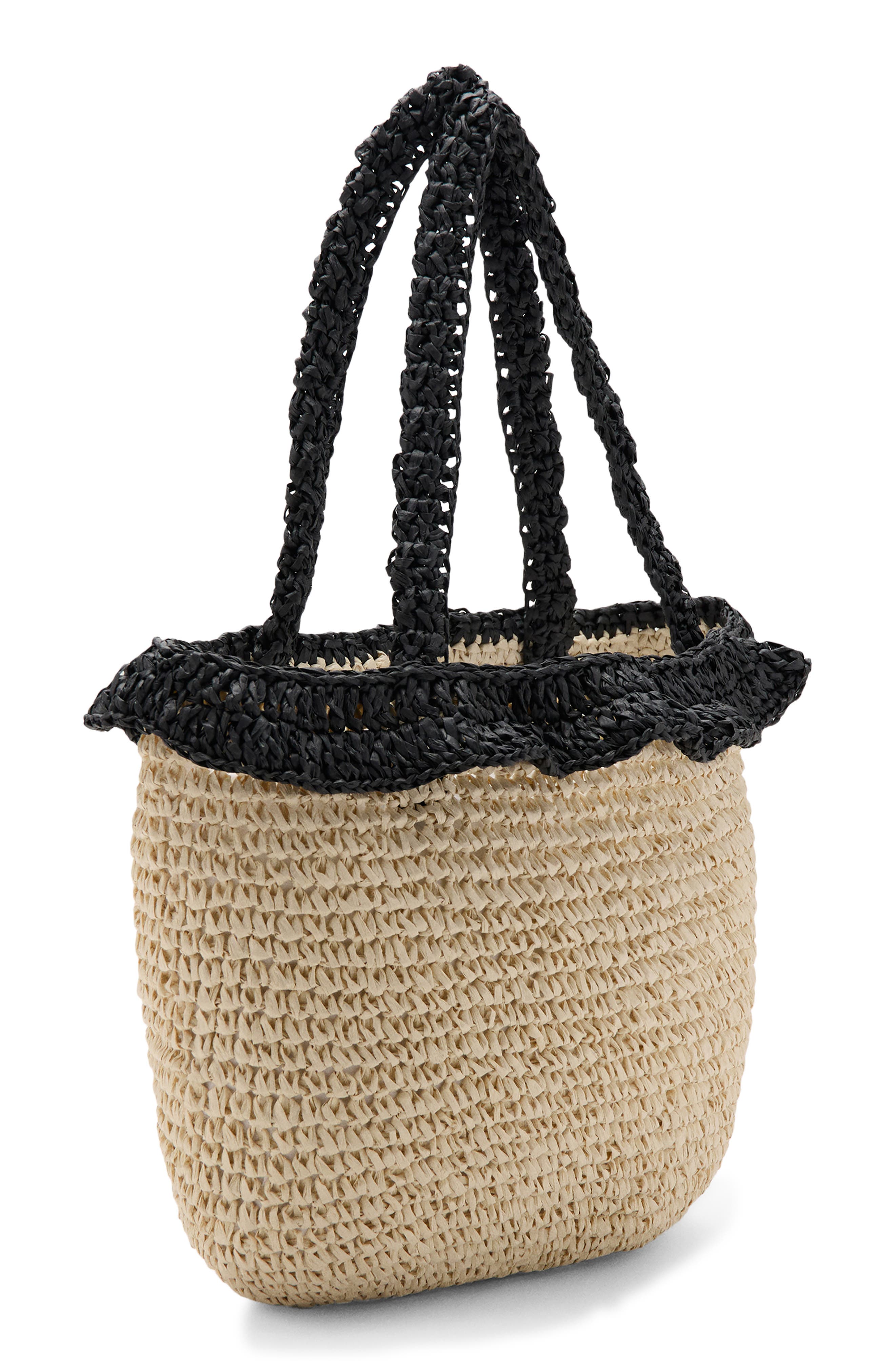 MANGO TEEN Natural Fiber Bucket Bag, Alternate, color, Black