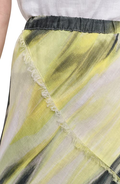 Dkny Print Fray Linen Maxi Skirt In Linen Mult