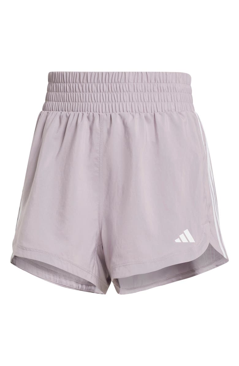 adidas Pacer High Waist Training 3-Stripes Woven Shorts, Alternate, color,