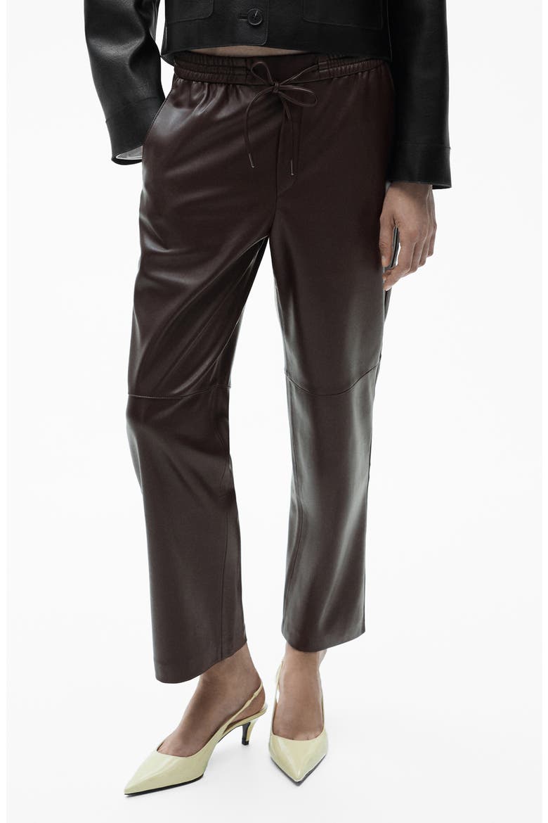 Faux Leather Drawstring Pants, Main, color, CHOCOLATE