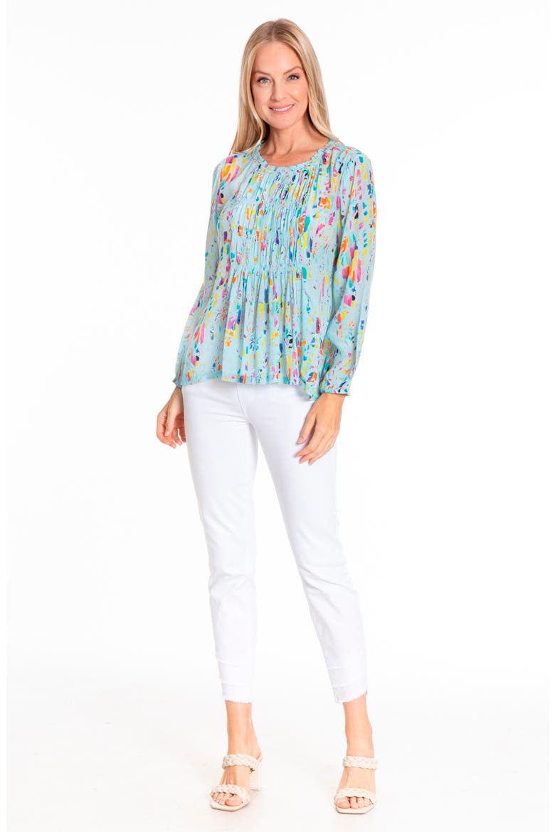 Smock Neck Top, Alternate, color, TURQUOISE MULTI