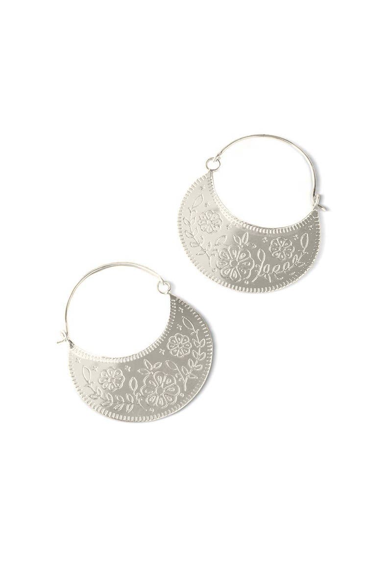 Haveli Etched Hoop Earring, Main, color, Silver