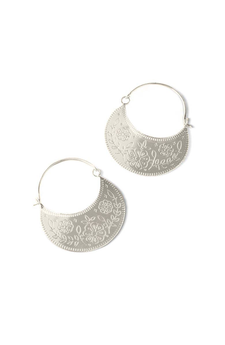 Matr Boomie Haveli Etched Hoop Earring, Main, color, Silver