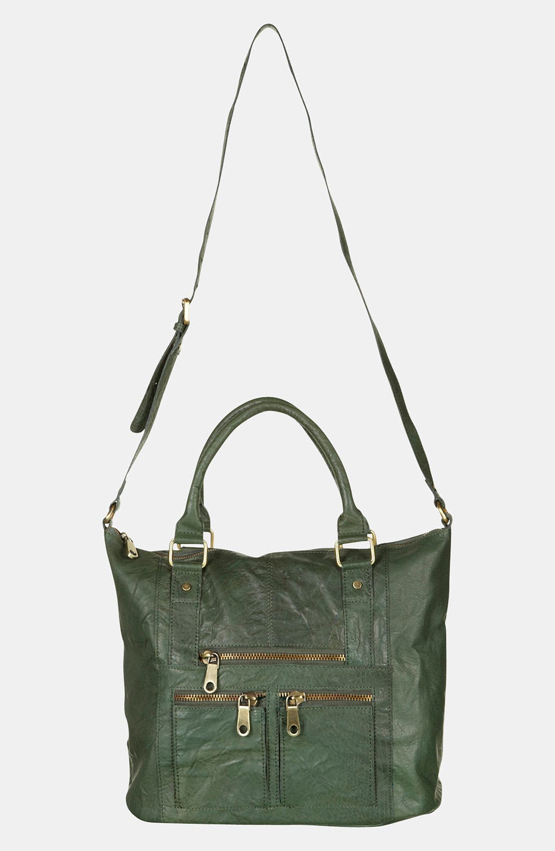 Washed Leather Satchel, Alternate, color, GREEN
