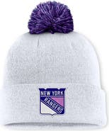 FANATICS Men's Fanatics White New York Rangers Authentic Pro Hockey Fights Cancer Cuffed Knit Hat with Pom