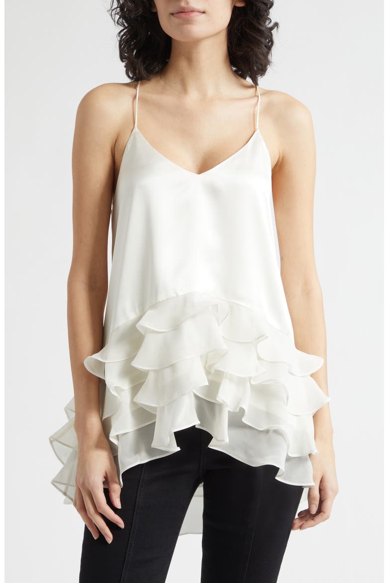 Cabrina Silk Ruffle Top, Main, color, IVORY