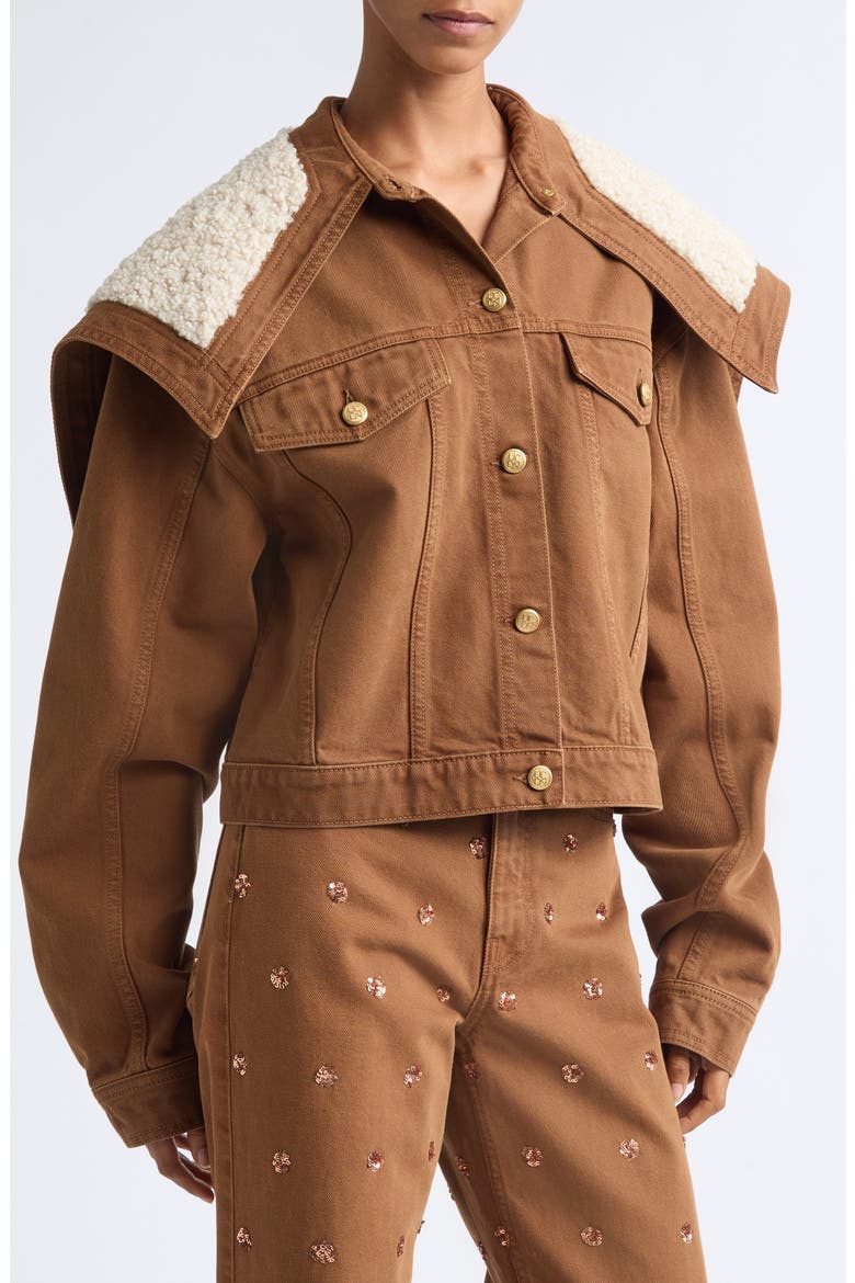 Sybil Faux Shearling Accent Denim Jacket, Alternate, color, TIGRIS