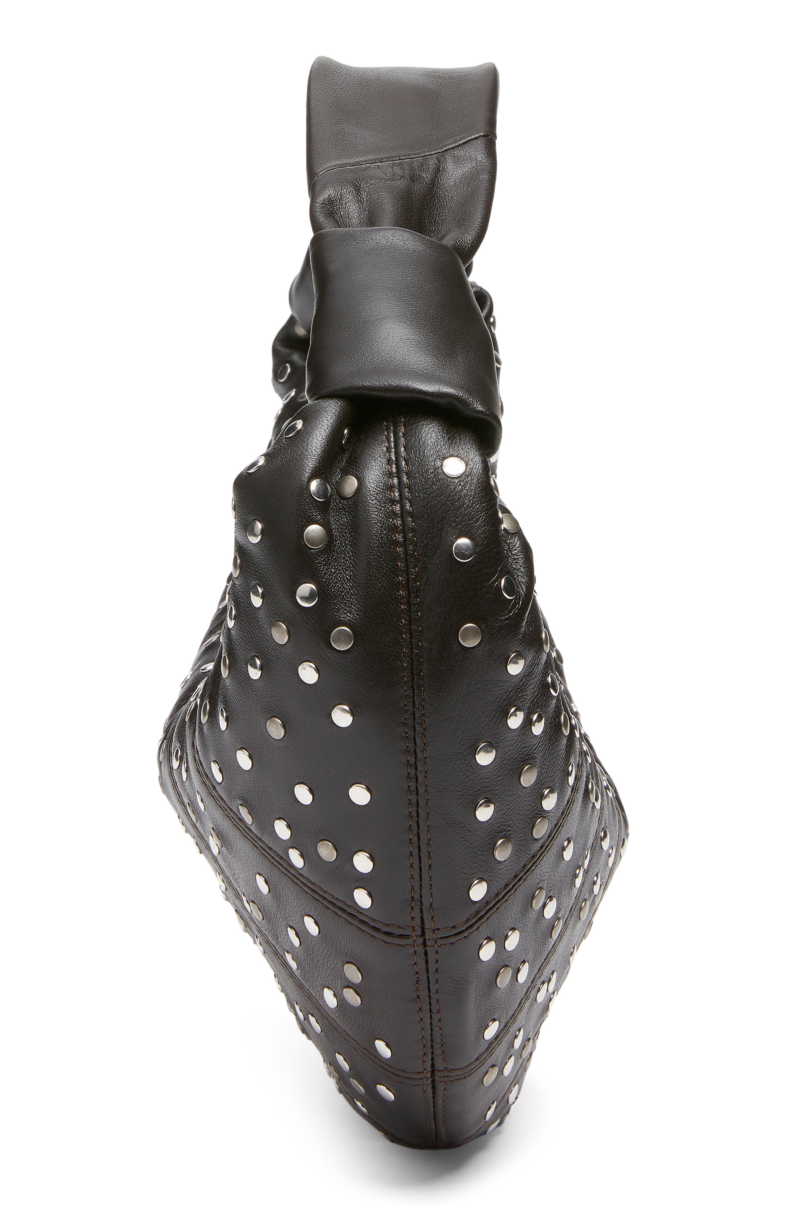 Lemaire Mini Fortune Croissant Studded Leather Handbag, Alternate, color, Dark Chocolate