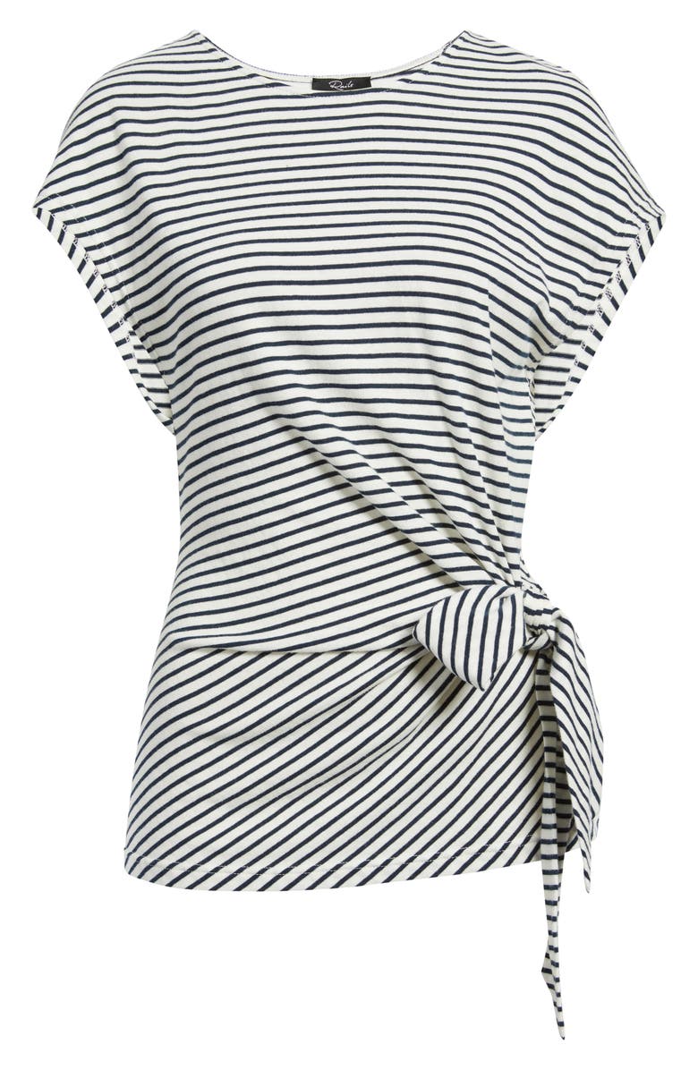 Rails Gabbie Tie Waist Top, Main, color, Ivory Navy Micro Stripe