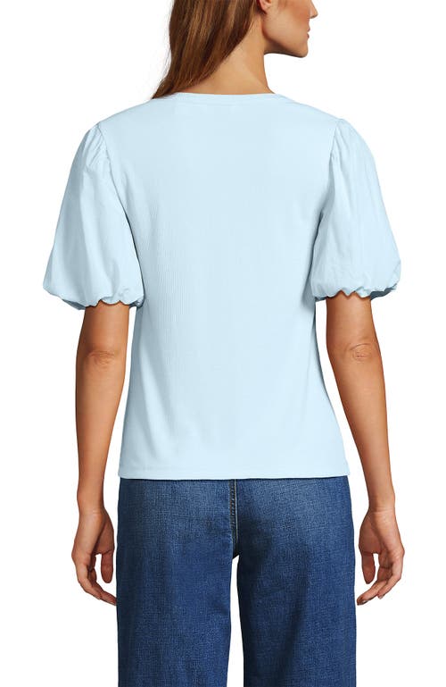 Lands' End Drapey Rib Puff Sleeve Scoop Neck Top In Blue