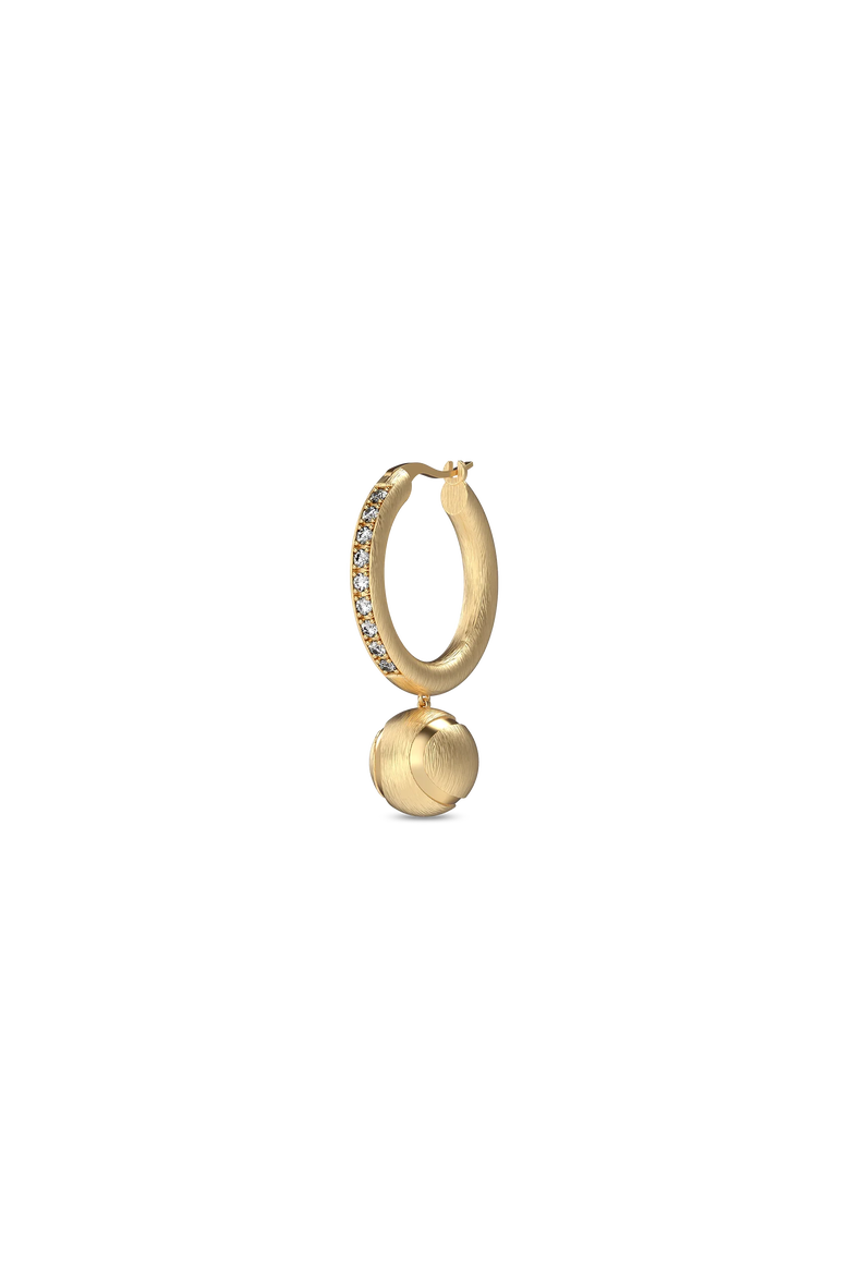 The Tennis Ball Hoop Earring, White Diamond Pavé, Alternate, color, Gold / White Diamond
