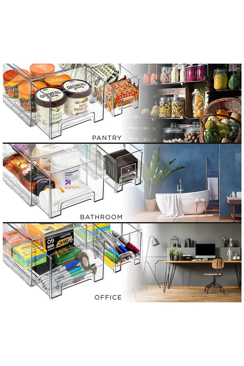 3-Piece Fridge Storage Bin Set, Alternate, color, CLEAR