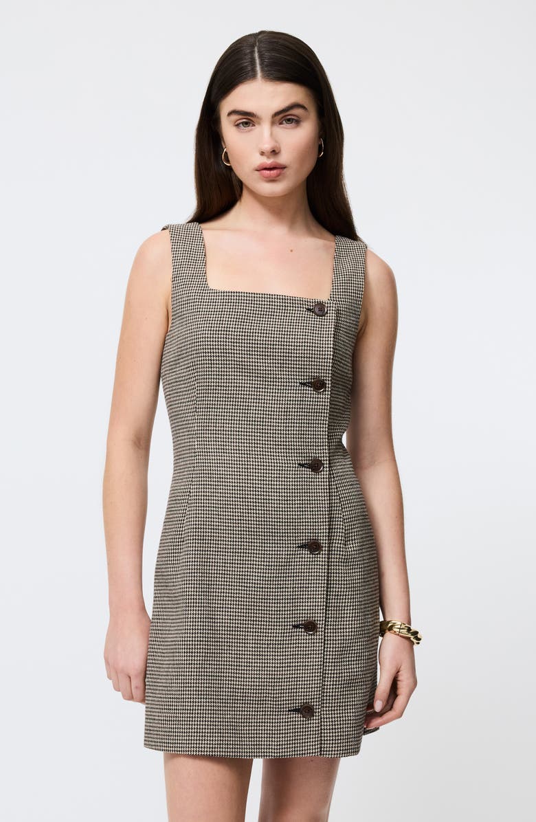 French Connection Houndstooth Sleeveless Button Front Minidress, Alternate, color, Brown Multi