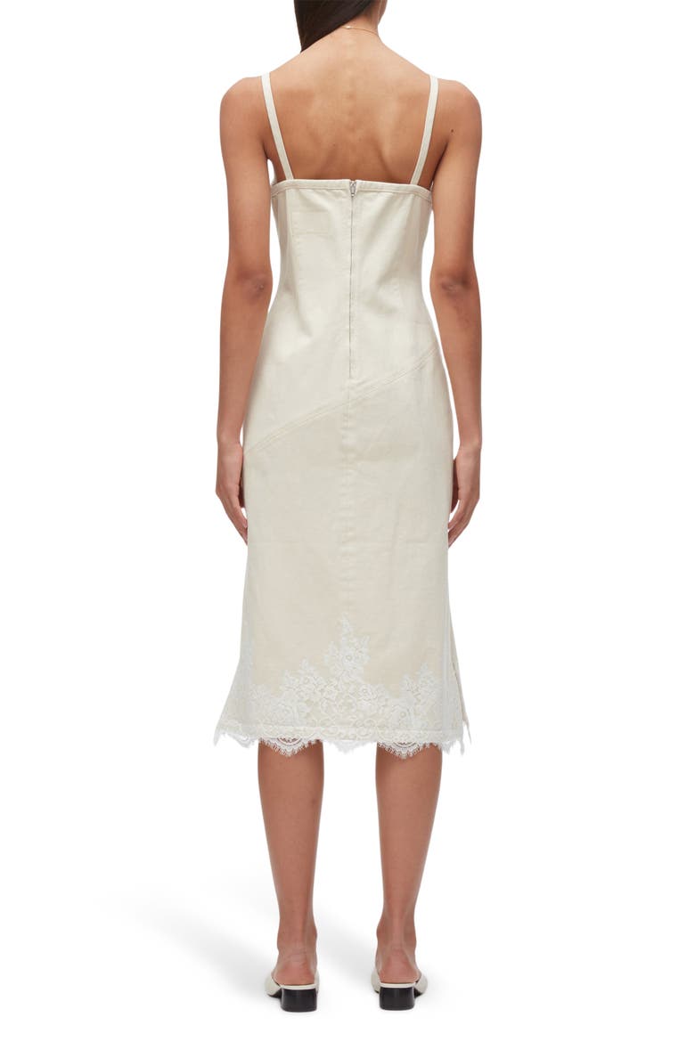 Lace Trim Cotton Denim Midi Slipdress, Alternate, color, ECRU