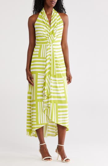 Calvin Klein Knot Front Maxi Dress In Green