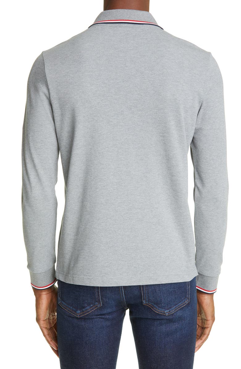Moncler Tipped Long Sleeve Piqué Polo, Alternate, color, 