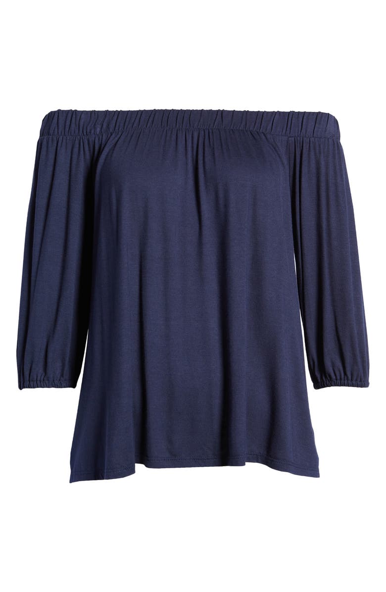 Loveappella Solid Off the Shoulder Top, Alternate, color, 