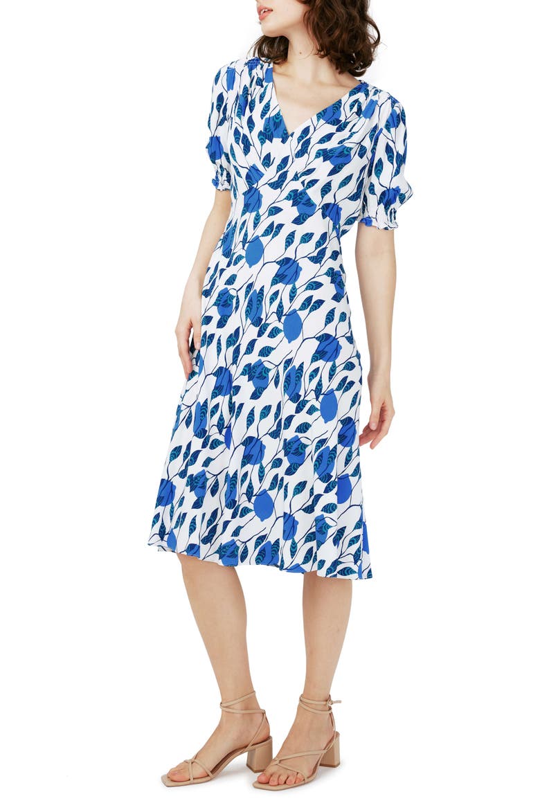 Jemma Floral Print Dress, Main, color, LANTERN LVS IVORY MD