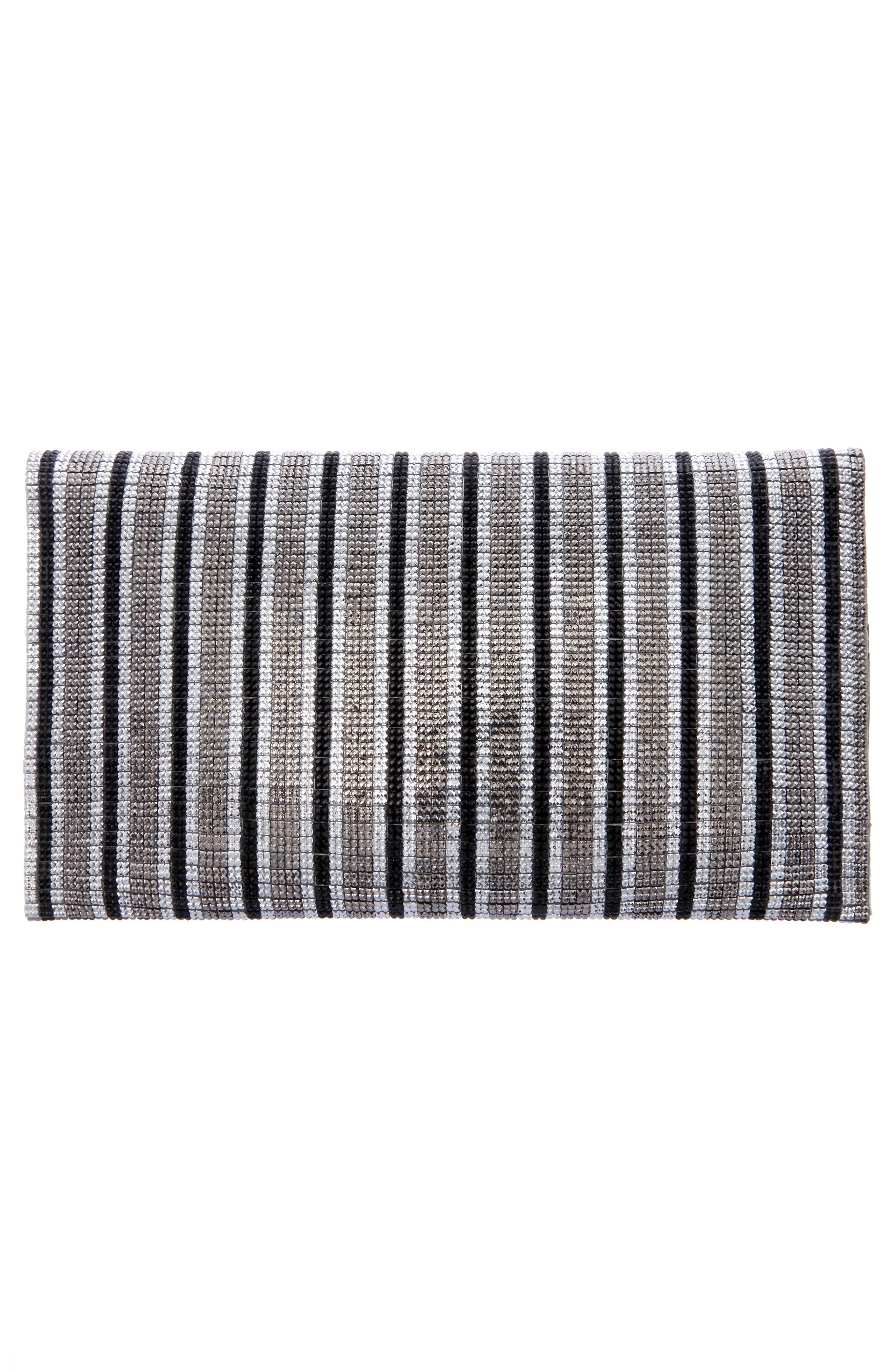 Nina Crystal Stripe Clutch, Alternate, color, Gunmetal Multi