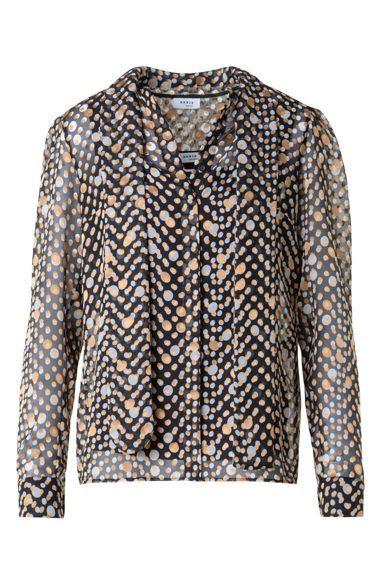 Akris punto Polka Dot Devoré Button-Up Shirt, Alternate, color, Black-Multicolor