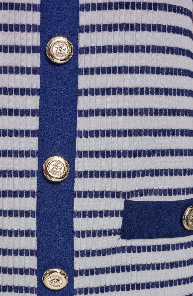 KARL LAGERFELD Striped Knit Scoop Neck Dress, Alternate, color, Maritime/ Soft White