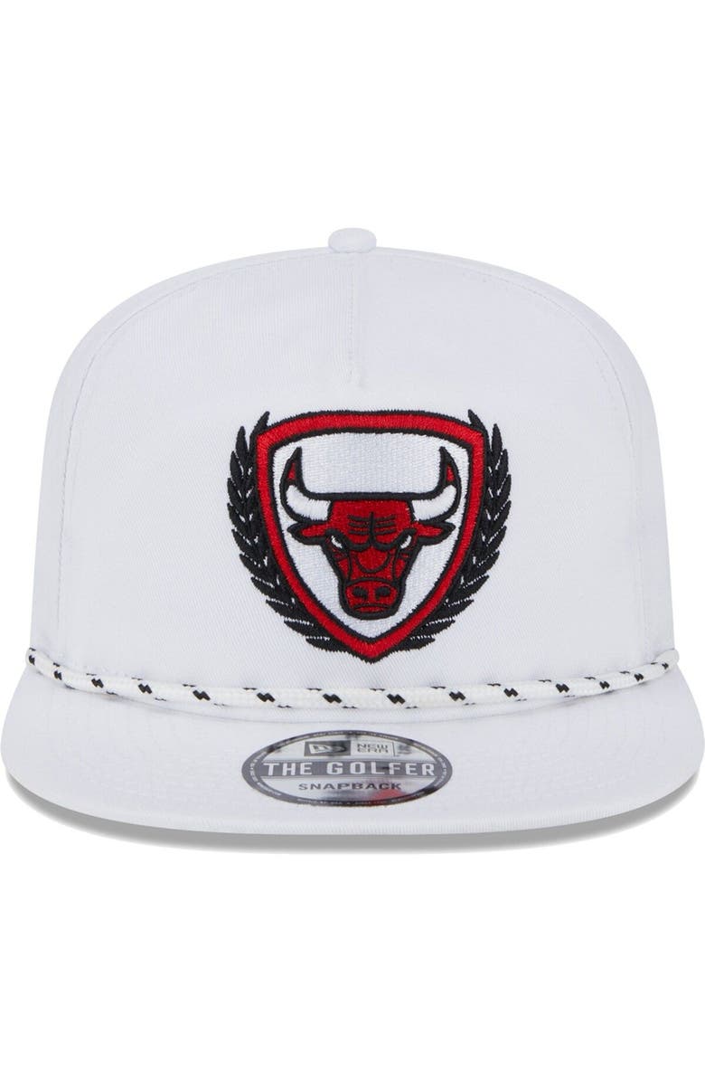 New Era Men's New Era  White Chicago Bulls The Golfer Crest Snapback Hat, Alternate, color, 