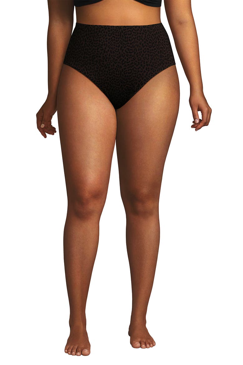 Plus Size Cheeky High Waisted Bikini Bottoms, Main, color, Brown Leopard