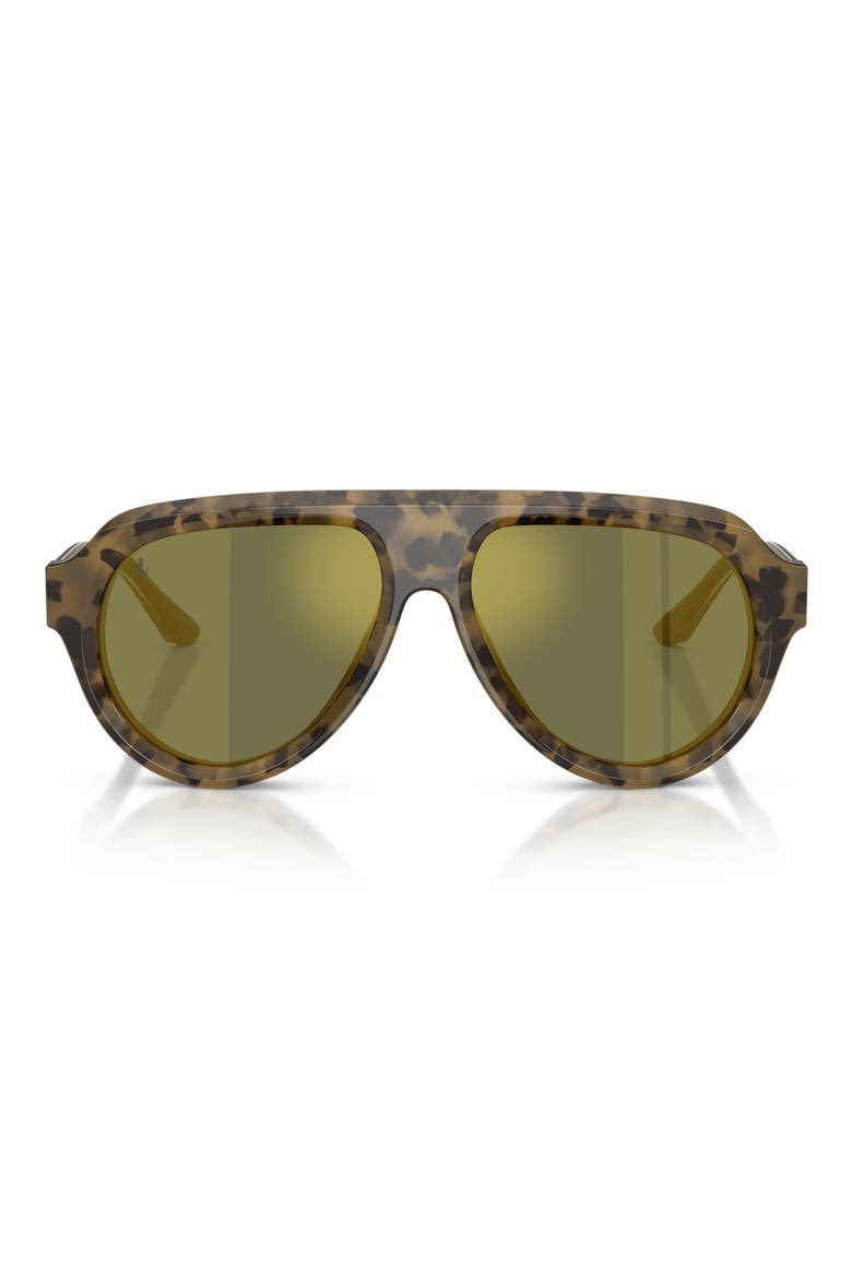 56mm Pilot Sunglasses, Main, color, BROWN TORTOISE / GREEN GOLD