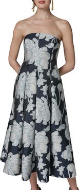 Donna Karan New York Floral Jacquard Strapless Dress